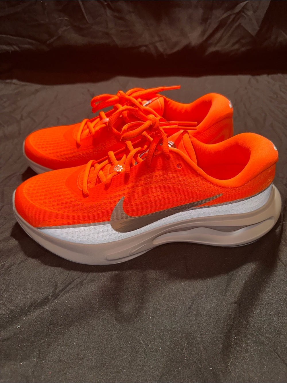 Nike Men’s Neon Orange Running Sneakers with Silver Swoosh